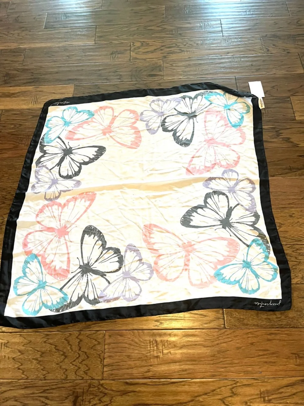 Juicy Couture Butterfly Print Scarf in Blue, Pink ,Black, Purple and Black